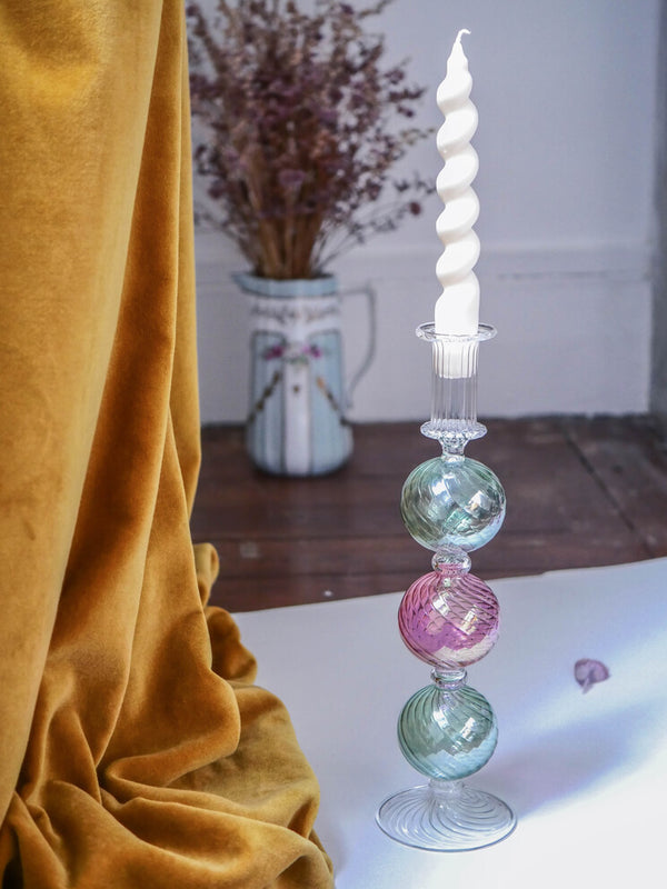bougeoir verre recyclé chandelier chandelles candle holder bougeoir Trianon