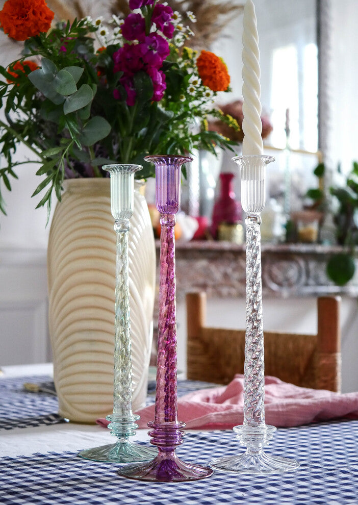 bougeoir verre recyclé chandelier candle holder bougies